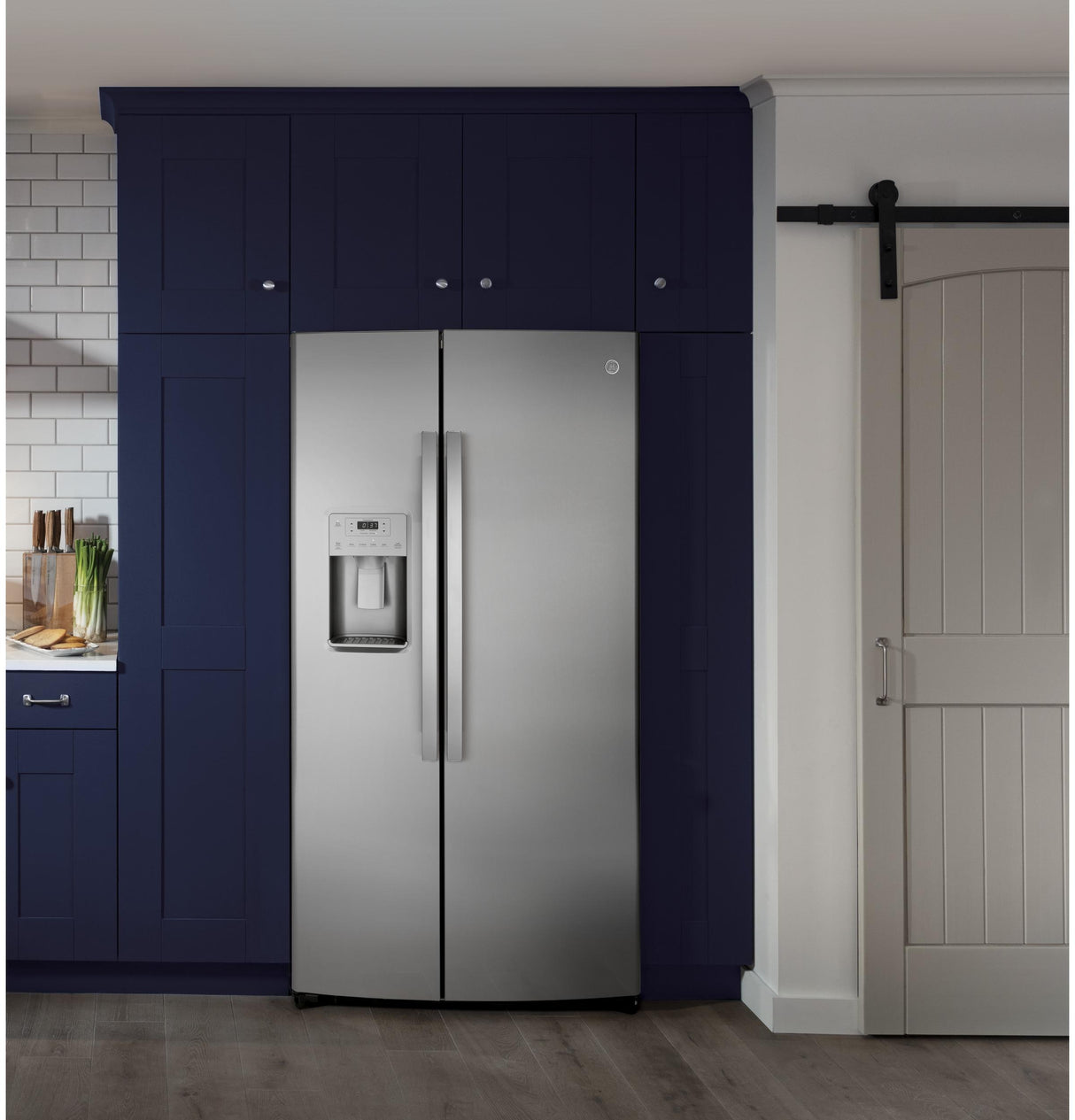 GE GSS25IYNFS - 36 in. 25.1 cu. ft. Side by Side Refrigerator with Ice & Water Dispenser - Fingerprint Resistant Stainless