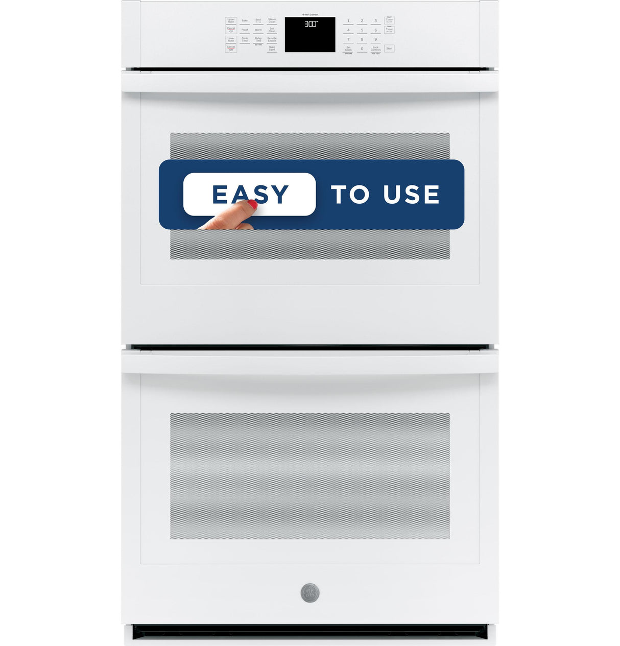 GEJTD3000DNWW - 30" Smart Built-In Self-Clean Double Wall Oven with Never-Scrub Racks - White