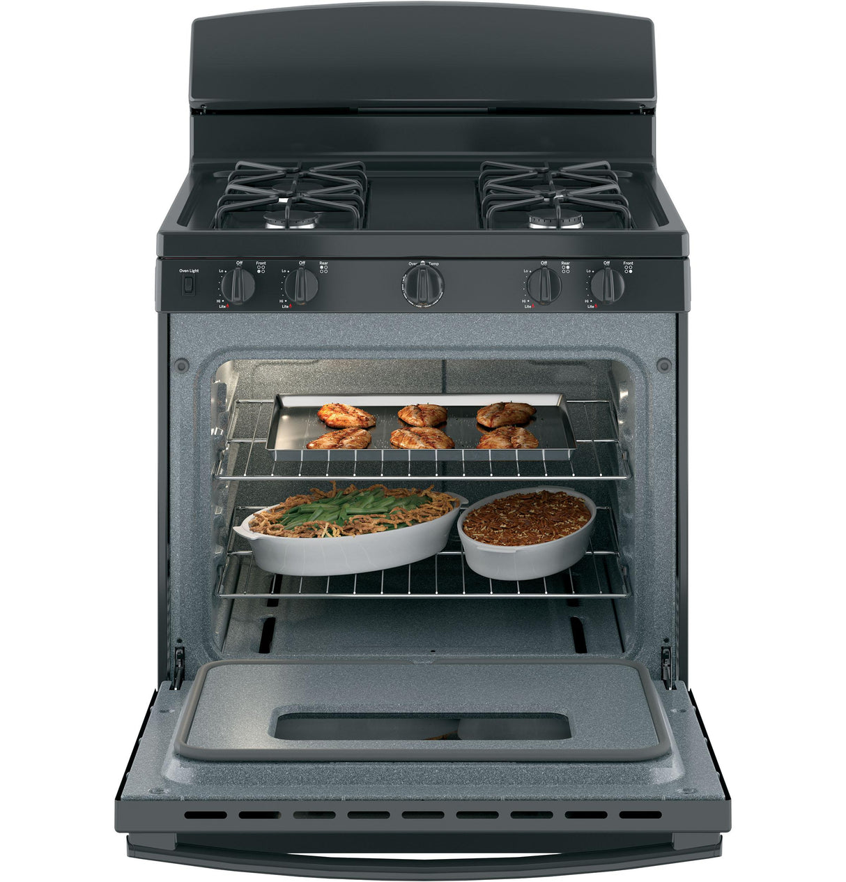 GE JGBS10DEMBB - 30 in. 4.8 cu. ft. Gas Range with 4 Sealed Burners - Black