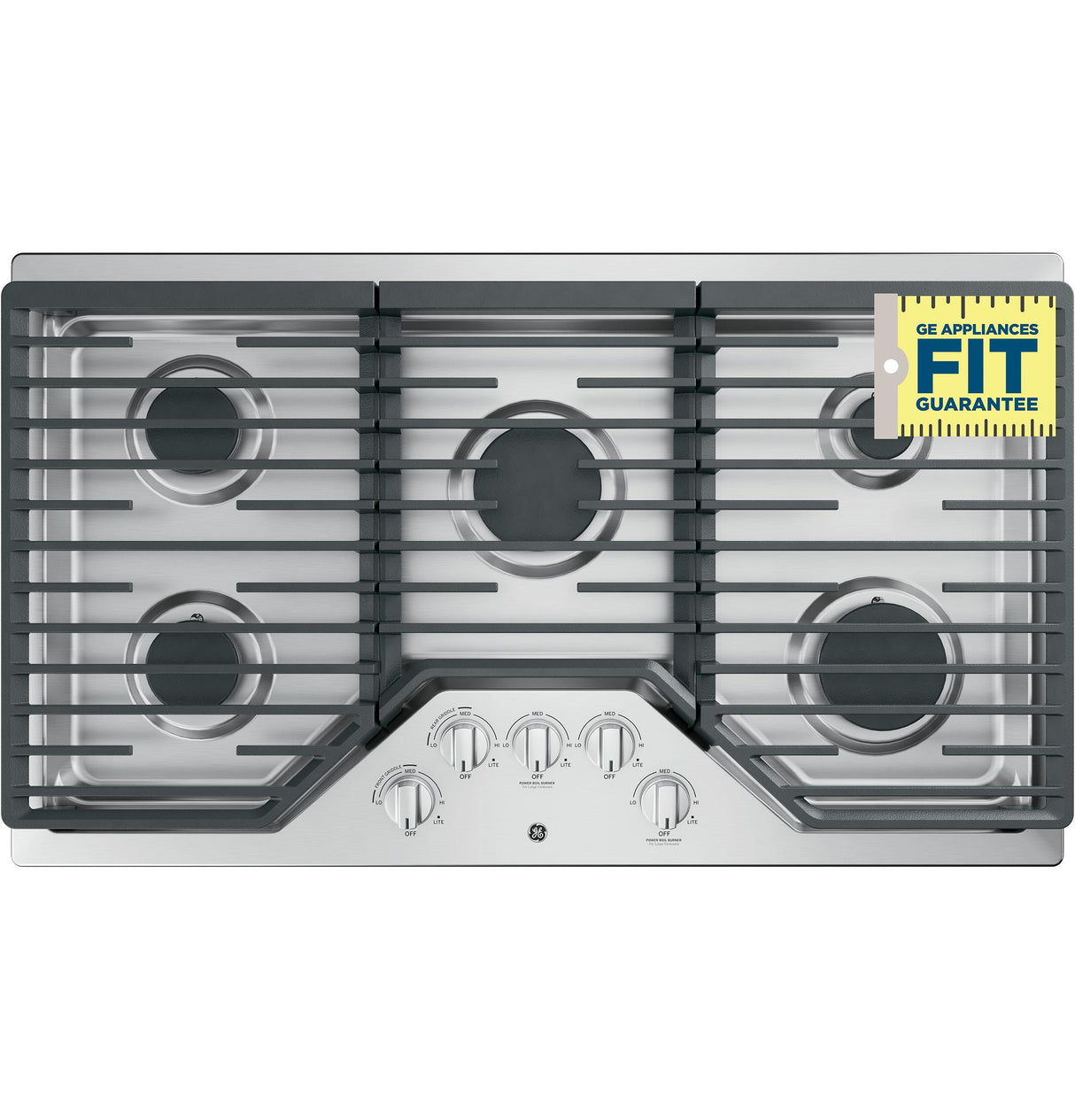 GE JGP5036SLSS - 36 in. 5-Burner Natural Gas Cooktop with Simmer Burner & Power Burner - Stainless Steel
