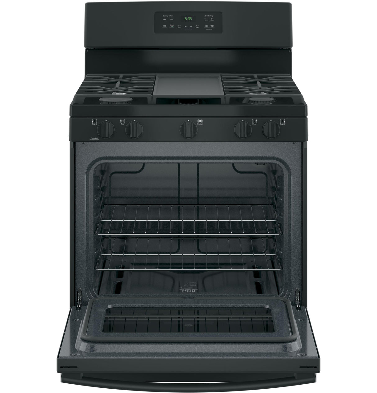 GE JGBS66DEKBB - 30 in. 5 cu. ft. Gas Range with 5 Sealed Burners & Griddle - Black