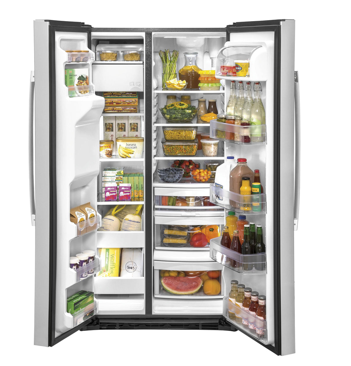 GE GSS25IYNFS - 36 in. 25.1 cu. ft. Side by Side Refrigerator with Ice & Water Dispenser - Fingerprint Resistant Stainless
