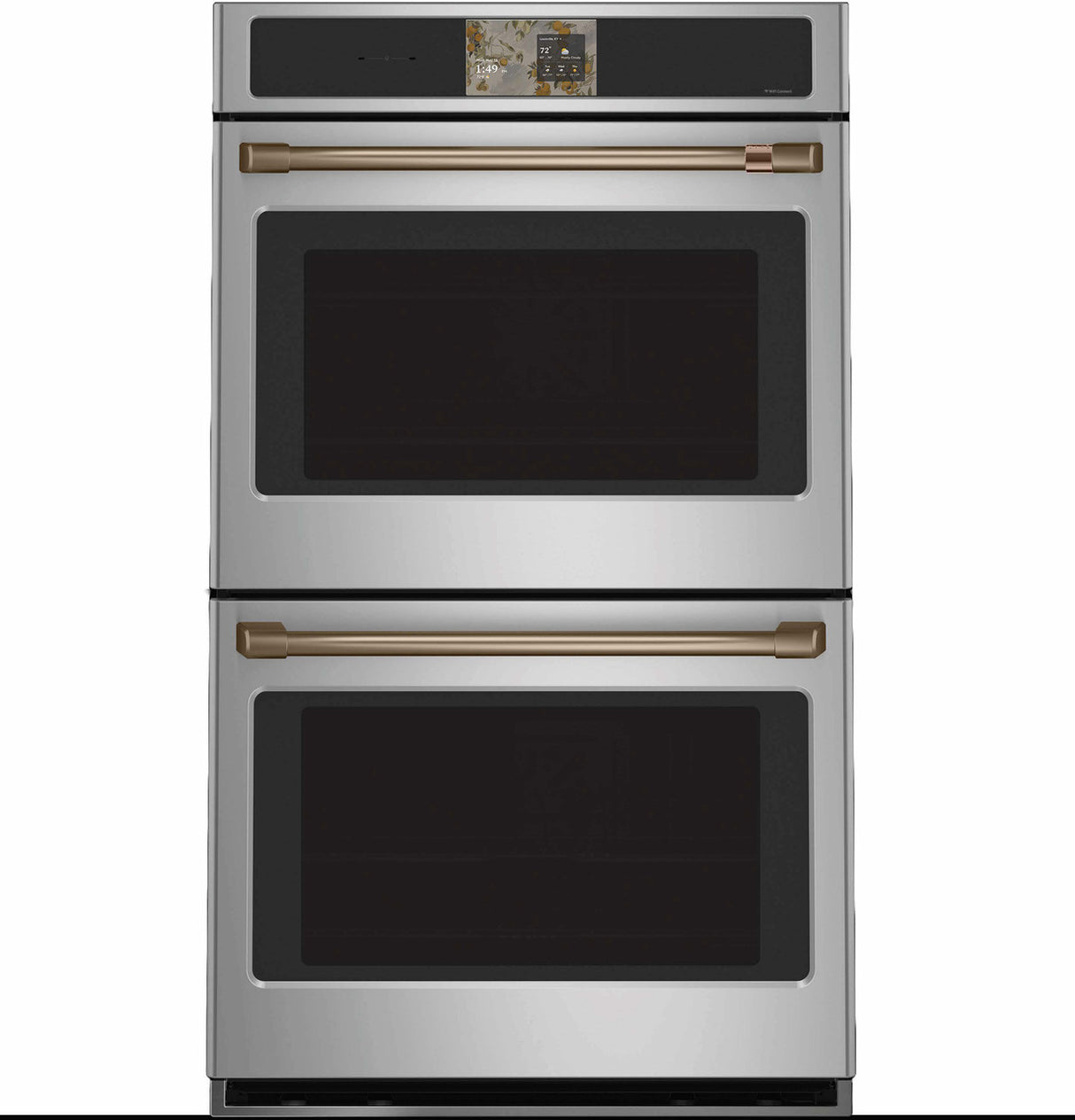 Café CTD90DP2ZS1 double wall oven with Brushed Copper handle hardware