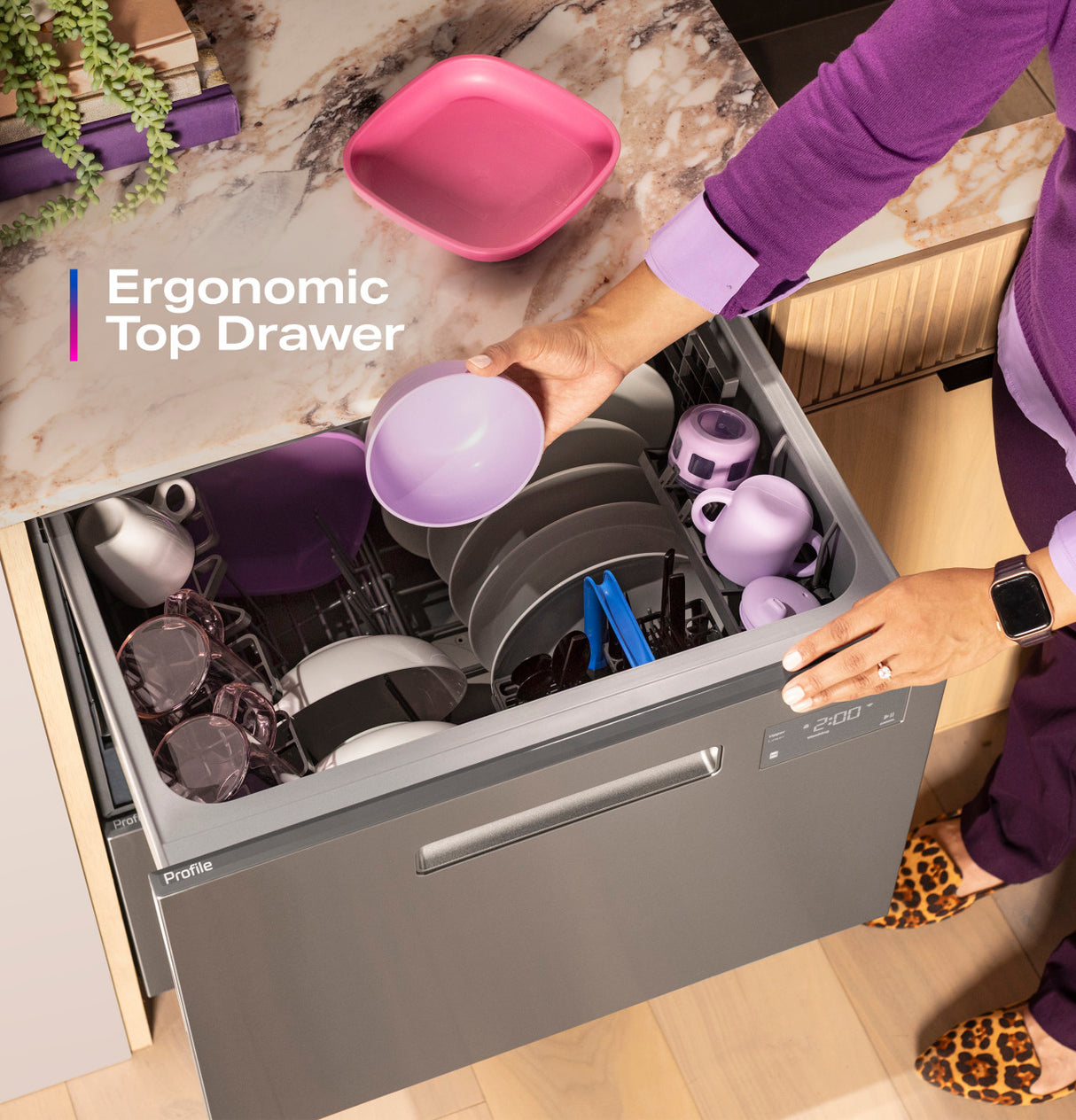 GE Profile Smart Two-Drawer Dishwasher with Stainless Interior - PDD415PYYFS