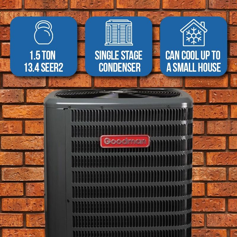 Goodman 1.5 Ton 13.4 SEER2 Air Conditioner Split System - R32 Single Stage - Upflow