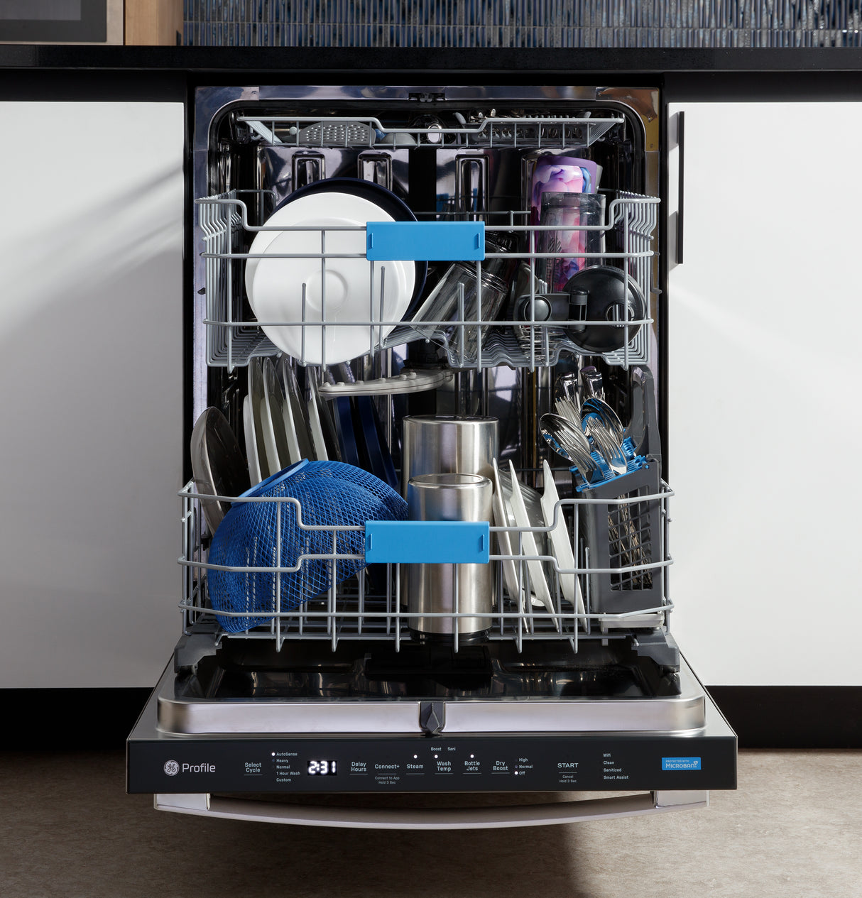 GE Profile(TM) ENERGY STAR(R) Fingerprint Resistant Top Control Stainless Interior Dishwasher with Microban(TM) Antimicrobial Protection with Sanitize Cycle - (PDT715SYVFS)
