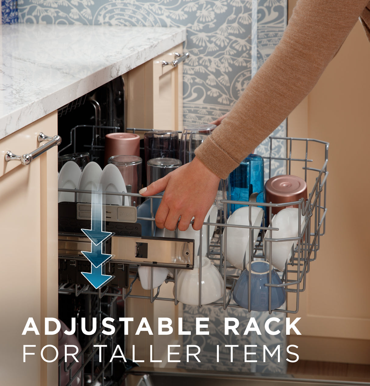 GE GDT670SGVBB - 24 in. Top Control Flush-Mount Dishwasher with 45 dBa Sound Level, 3rd-Rack & Dry Boost - Black