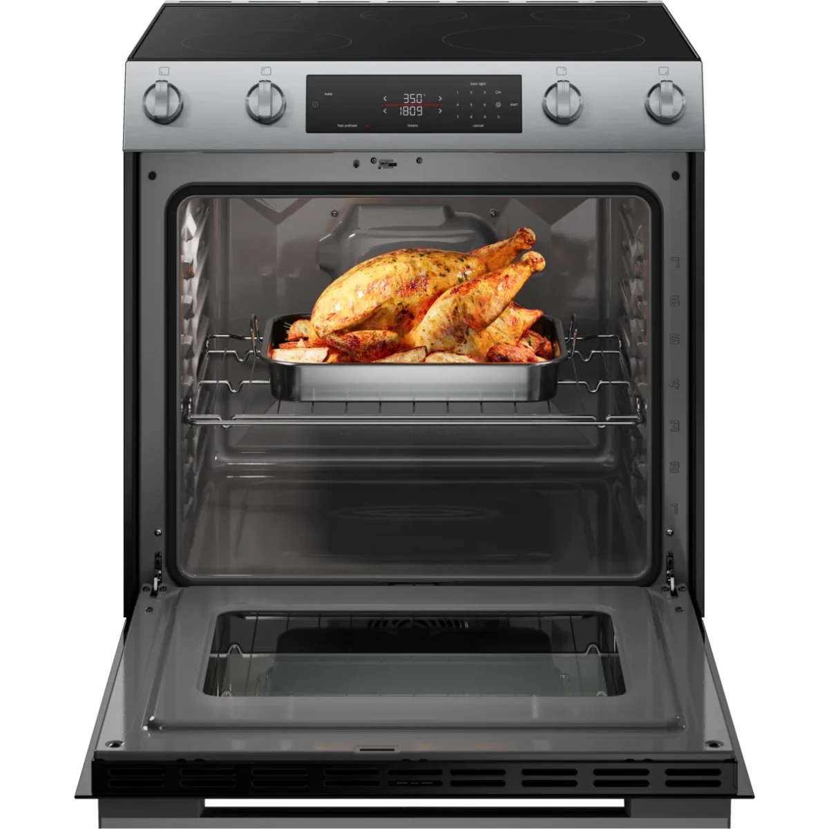 30 Inch Slide-In Electric Range with 5 Elements, 5.8 cu. ft. Oven Capacity, Storage Drawer, Self-Clean, Steam-Assist Cleaning Cycle, ADA Compliant, Sabbath Mode and Star-K Certified