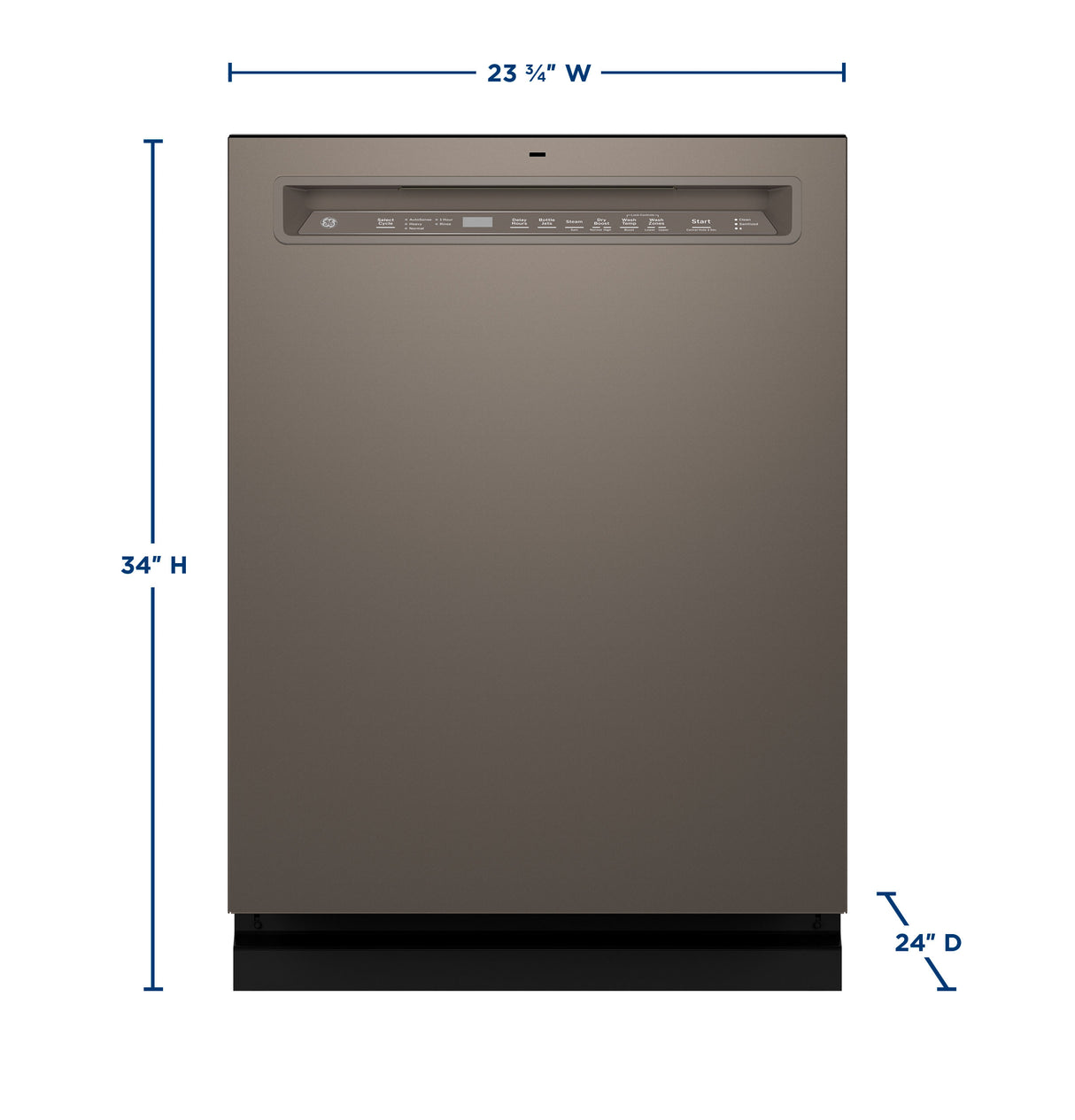 GE GDF650SMVES - 24 in. Front Control Flush-Mount Dishwasher with 47 dBa Sound Level, 3rd-Rack, Dry Boost & Pocket Handle, Stainless steel interior - Slate