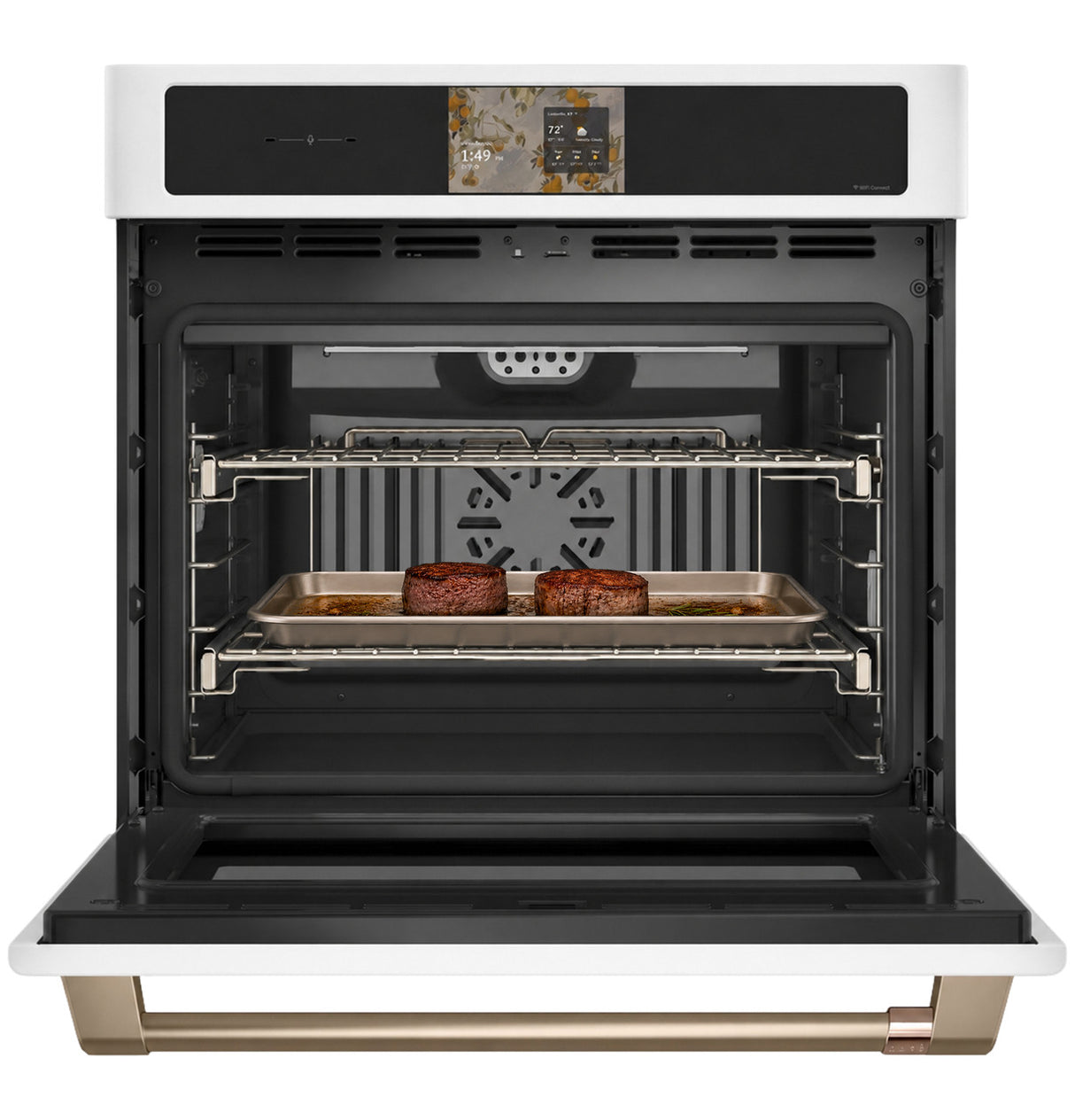 Café CTS90DP4ZW2 single wall oven 7 inch touch display detail