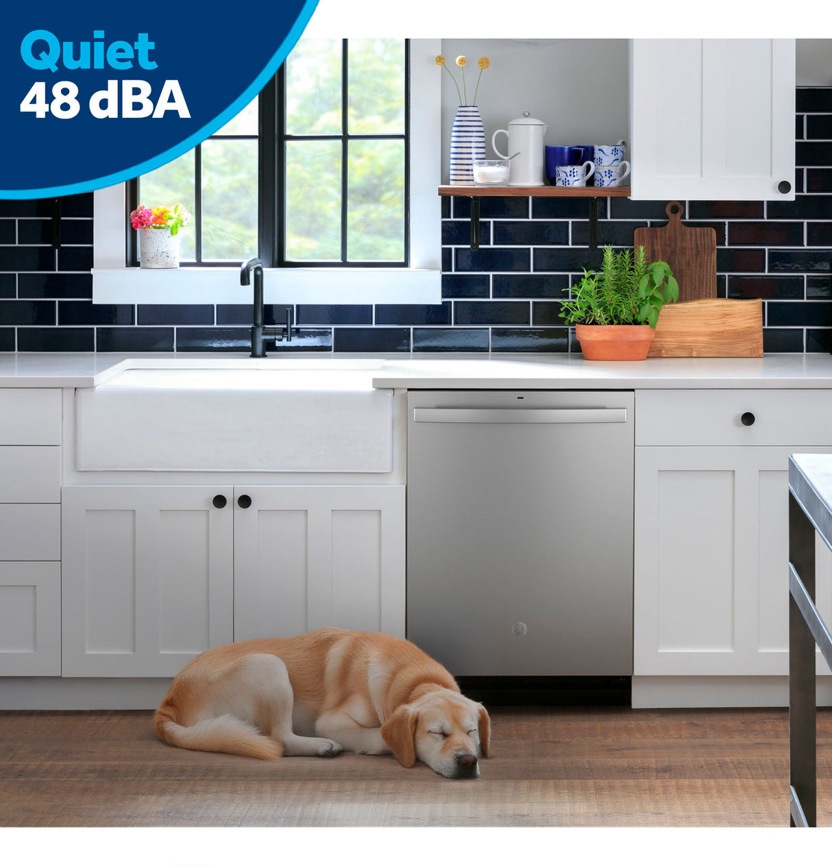 GE 24" ENERGY STAR Top Control Dishwasher with Stainless Steel Interior, Dry Boost & Sanitize Cycle, 48 dBA – Stainless Steel