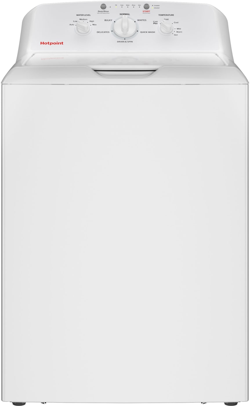 Hotpoint HTW265ASWWW 4.0 cu. ft. top load washer in white, front view