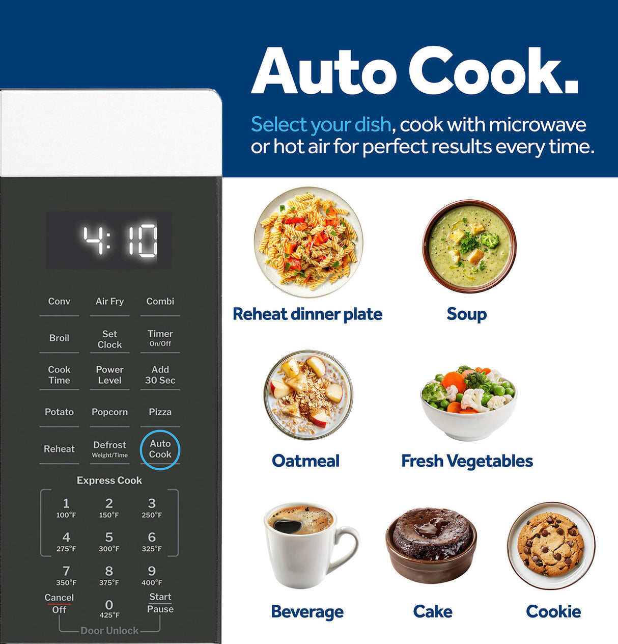 GE GCST10A1WBB countertop microwave - feature detail