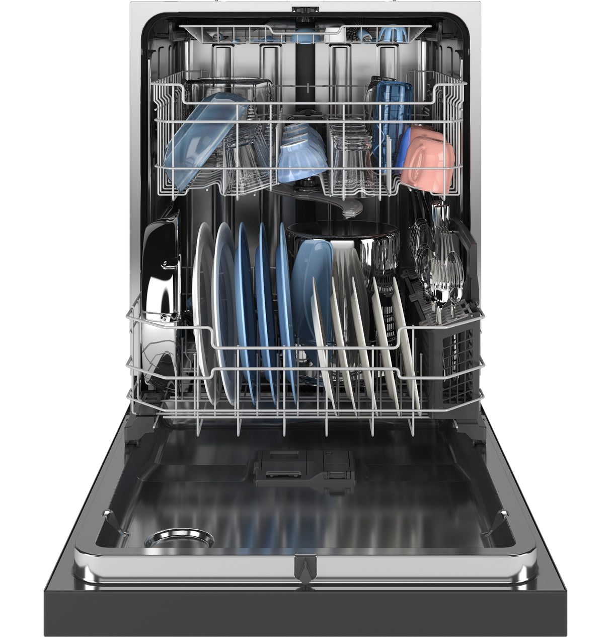 GE GDF650SMVES - 24 in. Front Control Flush-Mount Dishwasher with 47 dBa Sound Level, 3rd-Rack, Dry Boost & Pocket Handle, Stainless steel interior - Slate