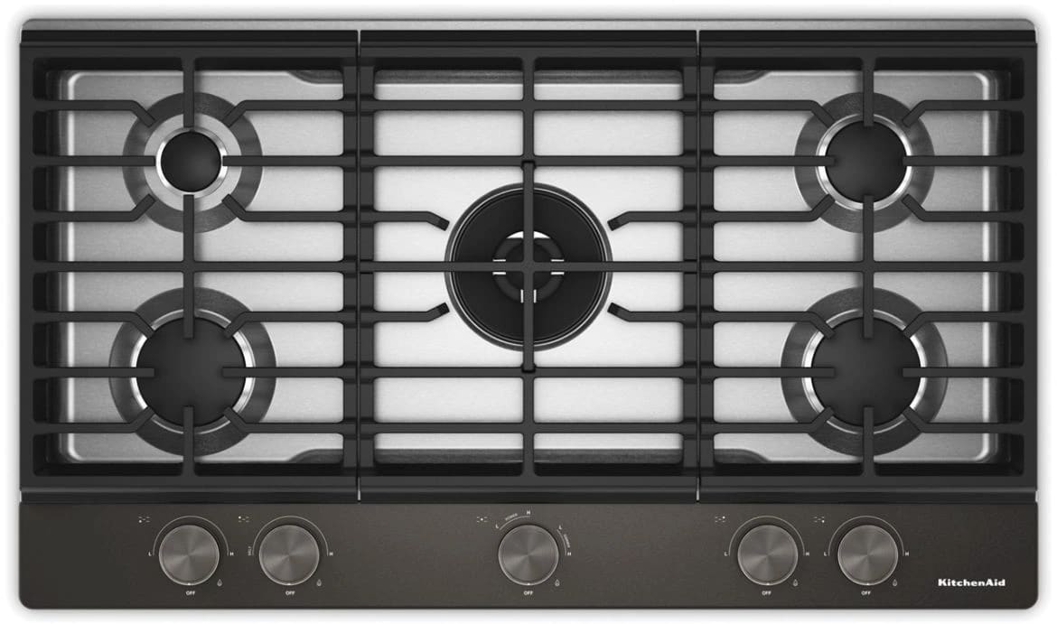 KitchenAid KCGK536SBE 36 inch gas cooktop Black Ore top view