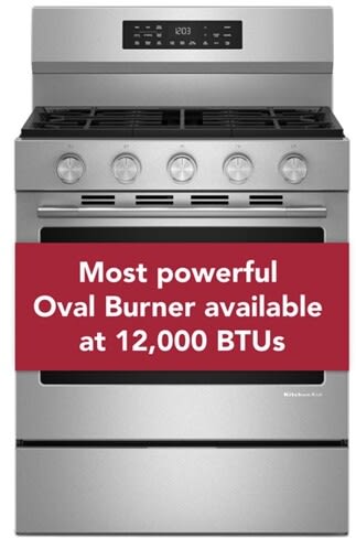 KitchenAid KFGS330TPS 30 Inch Freestanding Smart Gas Range front view