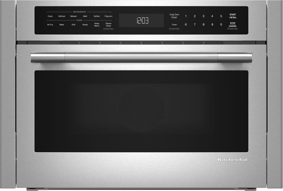 KitchenAid KMBS724SPS angled view of PrintShield stainless finish