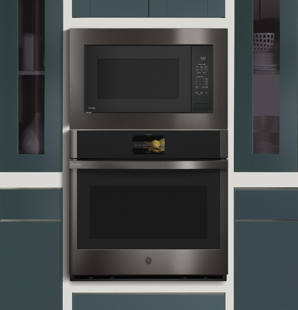 GE Profile PCWK22U1WDD microwave lifestyle kitchen view