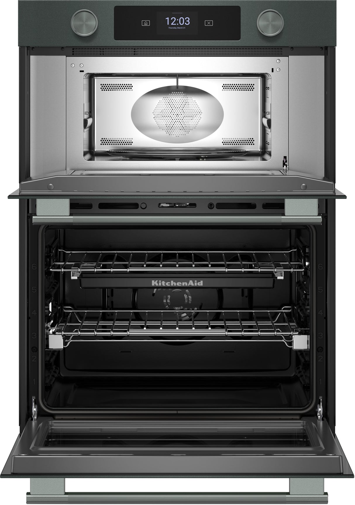 KitchenAid KOEC930SJP 30 Inch Combination Wall Oven Juniper angled view
