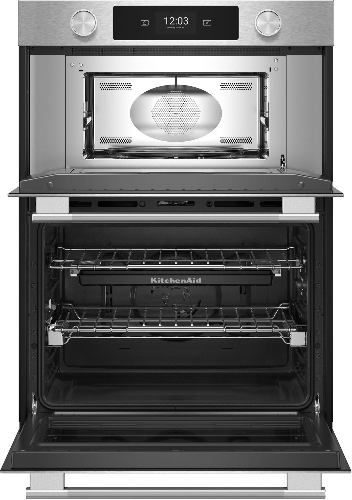 KitchenAid KOEC930SPS 30 Inch Combination Wall Oven PrintShield Stainless angled view