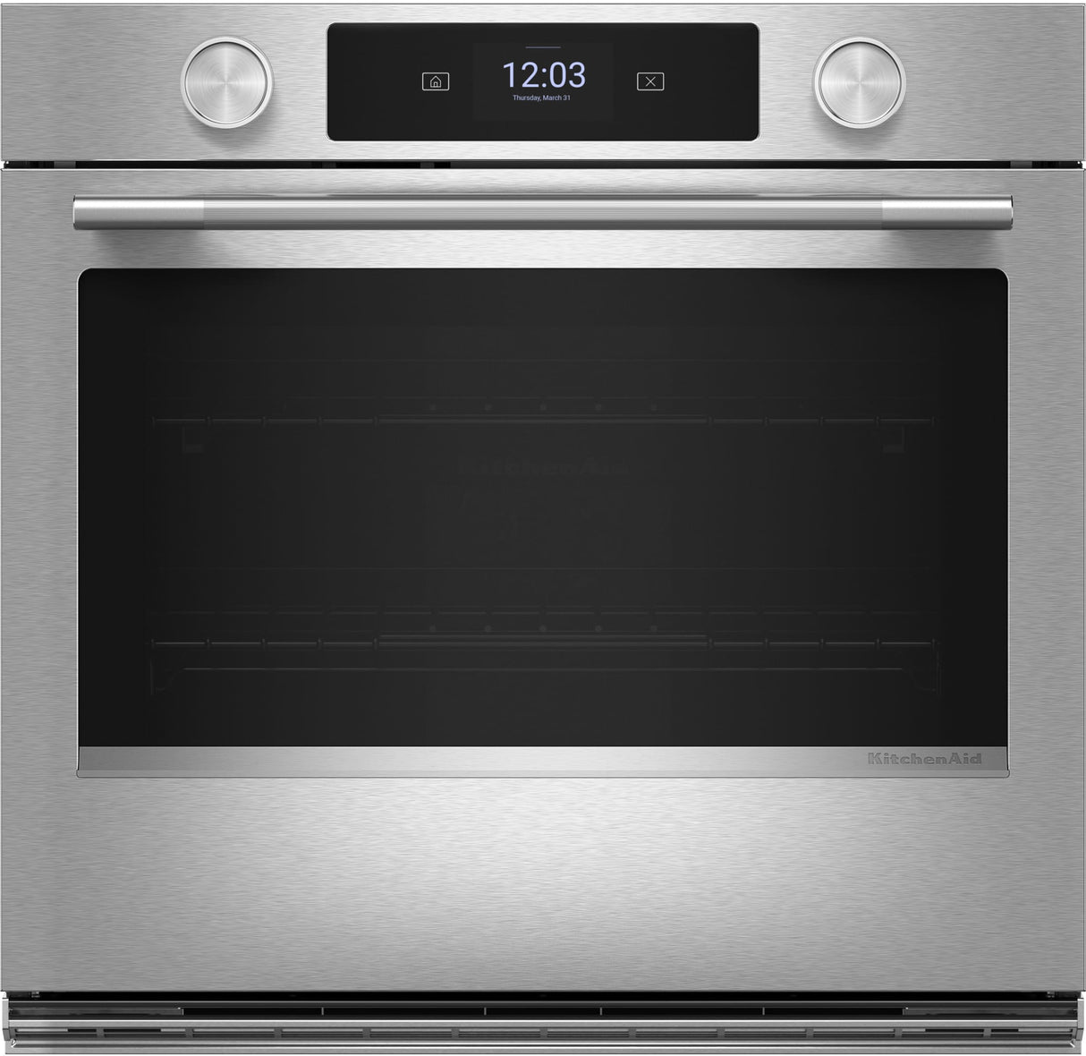 KitchenAid KOES930SPS 30 Inch Single Smart Electric Wall Oven PrintShield Stainless front view