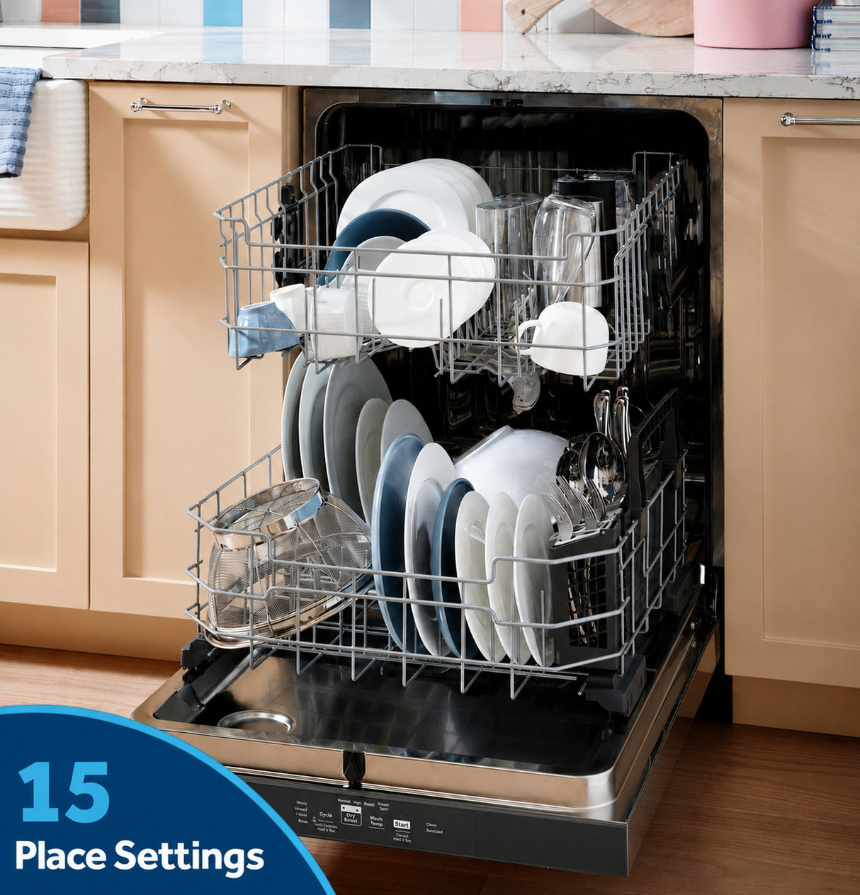 GE 24" ENERGY STAR Top Control Dishwasher with Stainless Steel Interior, Dry Boost & Sanitize Cycle, 48 dBA – Stainless Steel