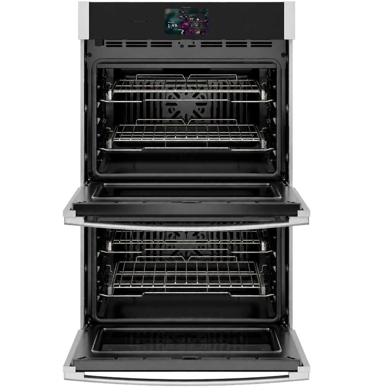 GE Profile PTD9000SZSS double wall oven with doors open