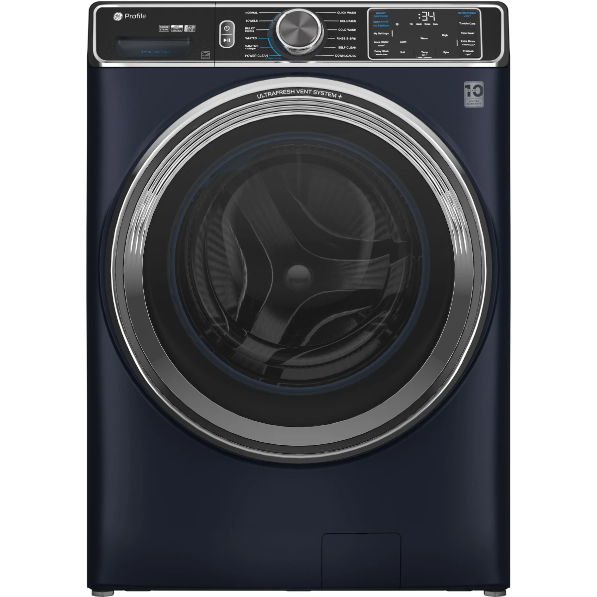 28 Inch Smart Front Load Washer with 5.3 cu ft Capacity, Ultra Fresh Vent System+ With Odor Block™, Microban® Antimicrobial Technology, Smart Dispense™ Technology, SmartHQ™ and Dynamic Balancing Technology and Energy Star Certified