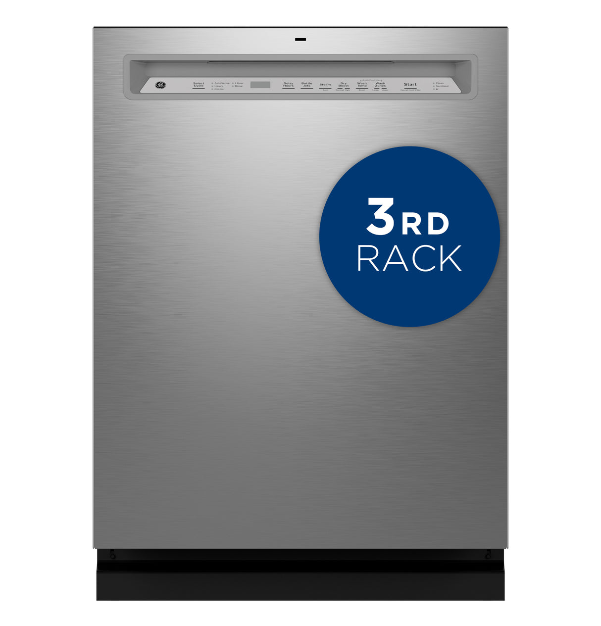 GE GDF650SYVFS - 24 in. Front Control Flush-Mount Dishwasher with 47 dBa Sound Level, 3rd-Rack, Dry Boost & Pocket Handle - Fingerprint Resistant Stainless