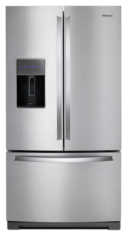 Whirlpool WRF767SDHZ stainless French door refrigerator front view