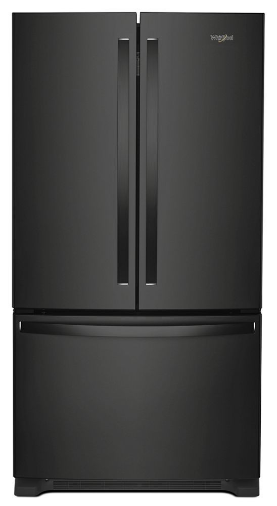 Whirlpool WRF535SWHB black French door refrigerator front view