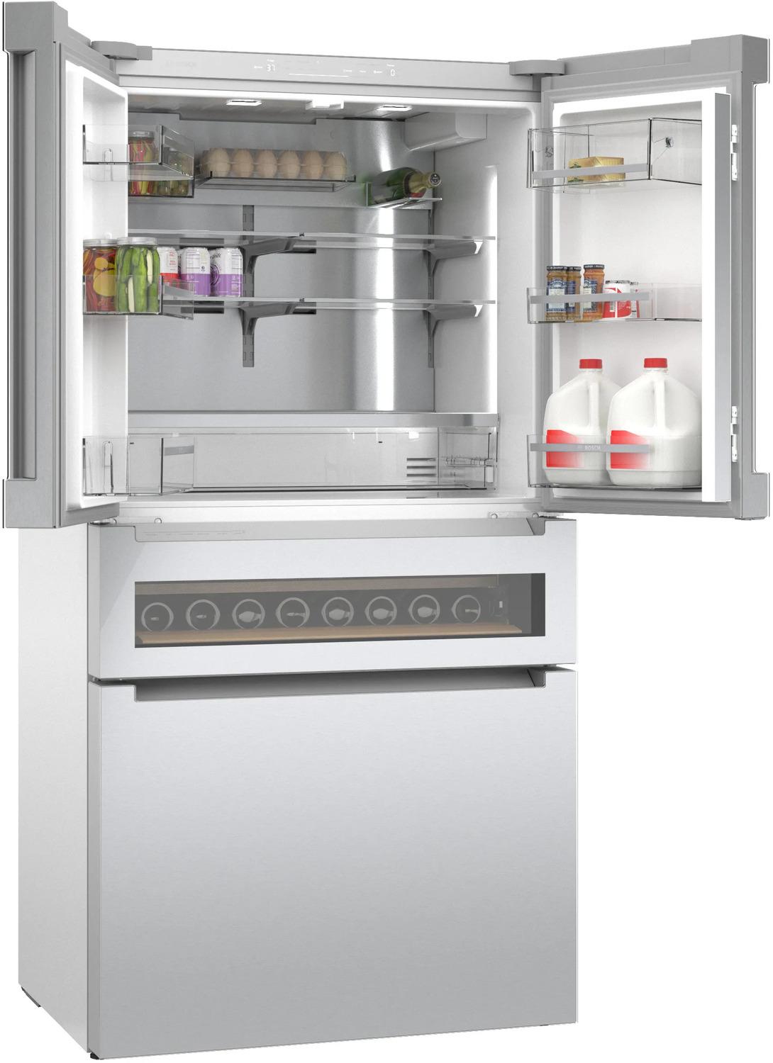 800 Series French Door Bottom Mount Refrigerator, Glass door 36" Stainless Steel - (B36CL81ENG)