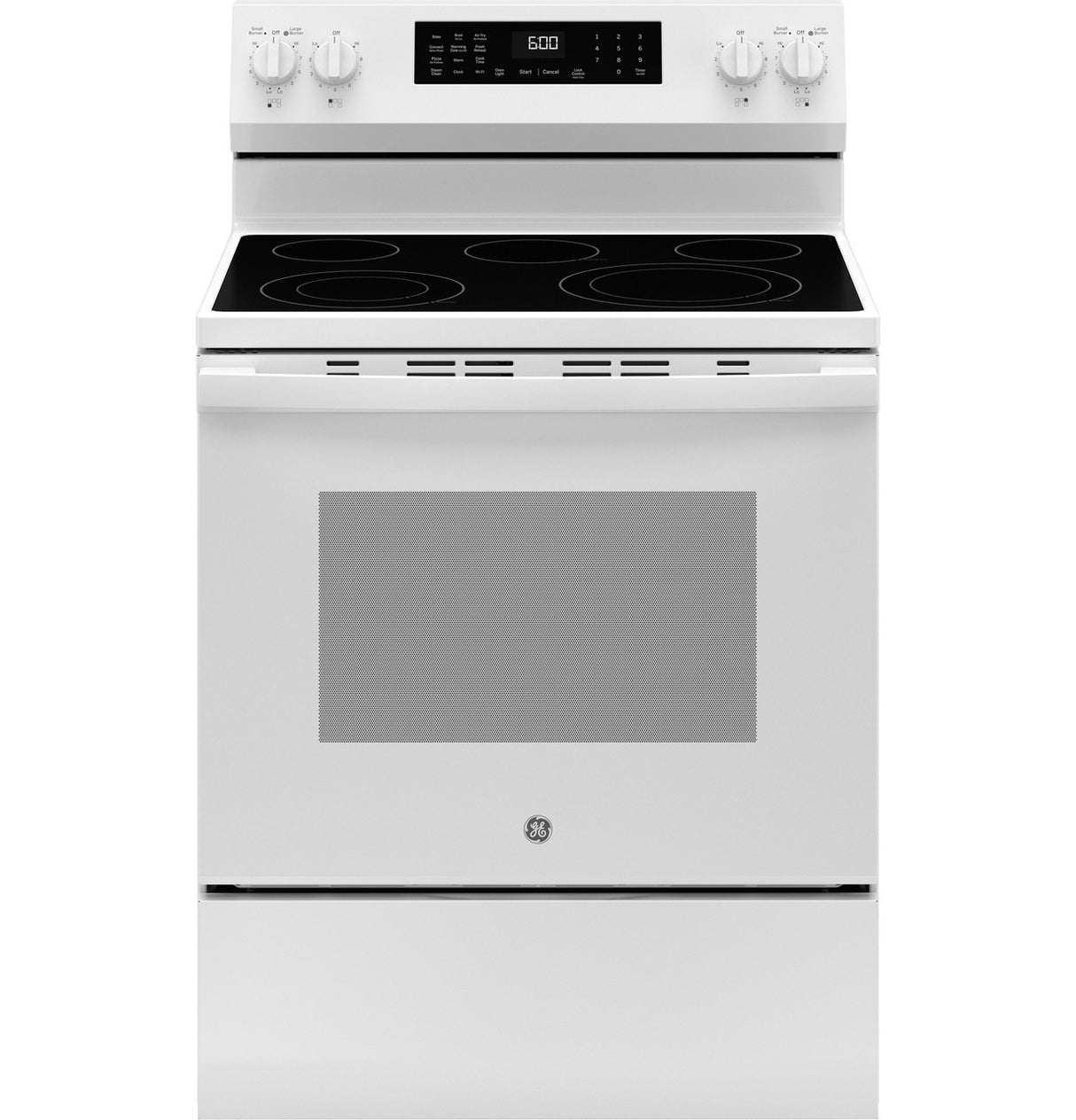 GE GRF600AVWW 30 inch free-standing electric convection range in White - front view