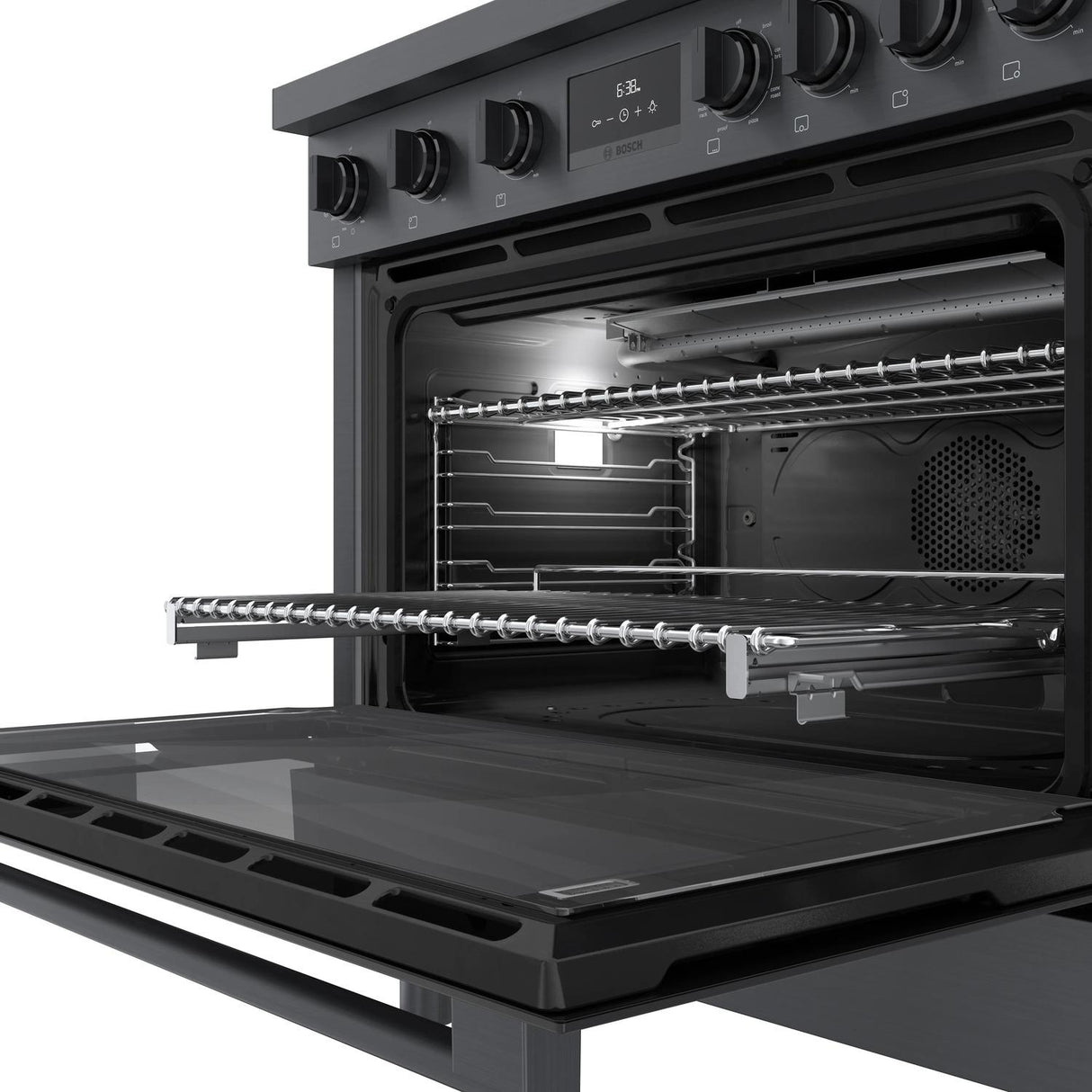 800 Series Dual Fuel Freestanding Range 36" Black Stainless Steel - (HDS8645U)