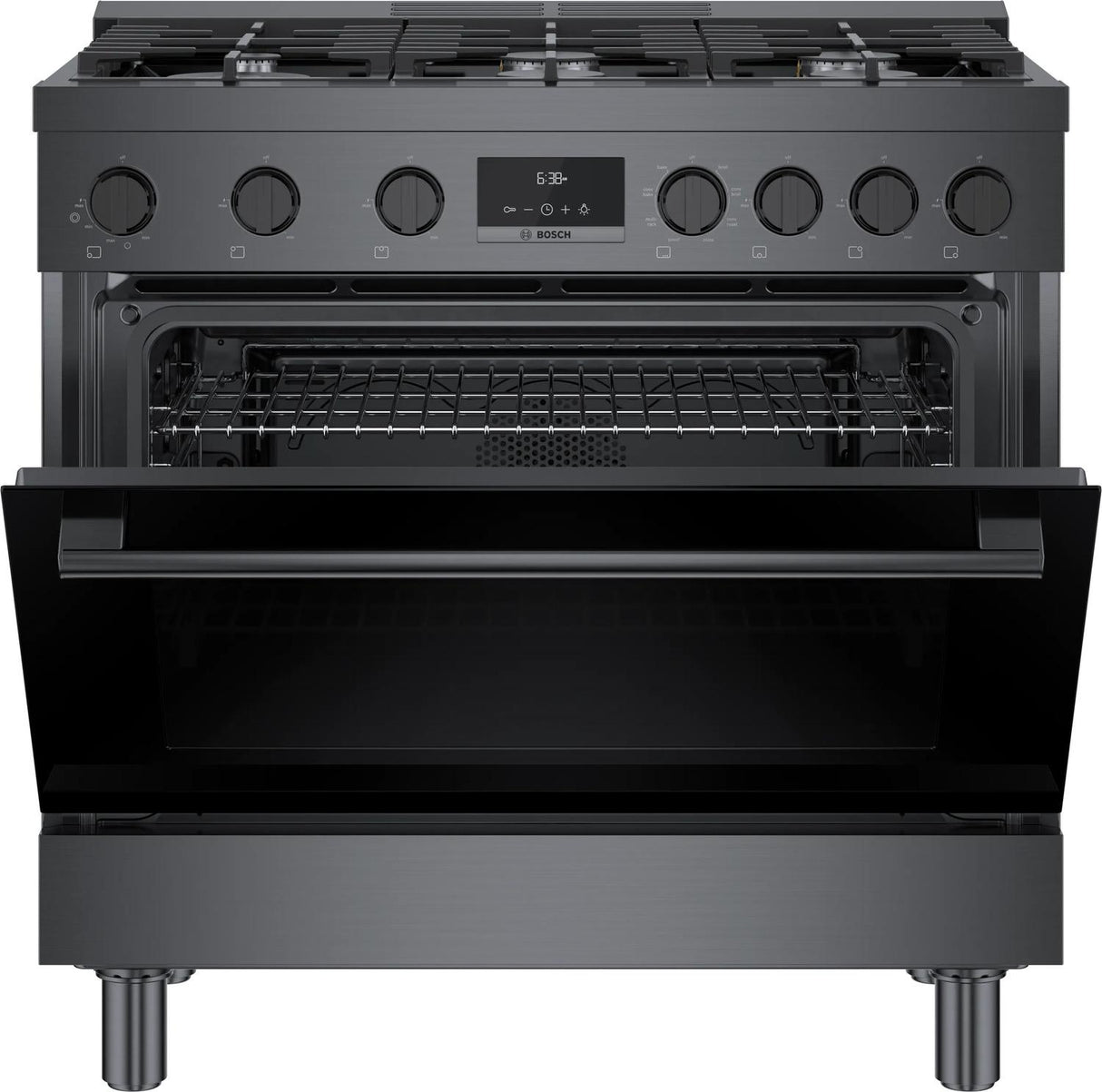 800 Series Dual Fuel Freestanding Range 36" Black Stainless Steel - (HDS8645U)