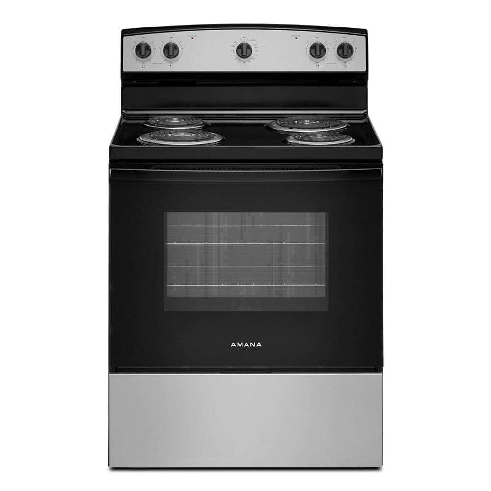 Amana AFCS2530TS stainless electric range front view