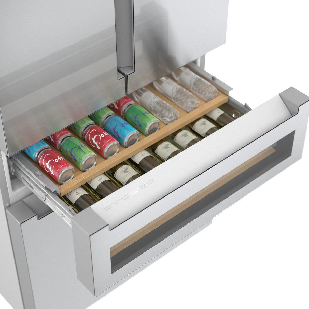 800 Series French Door Bottom Mount Refrigerator, Glass door 36" Stainless Steel - (B36CL81ENG)