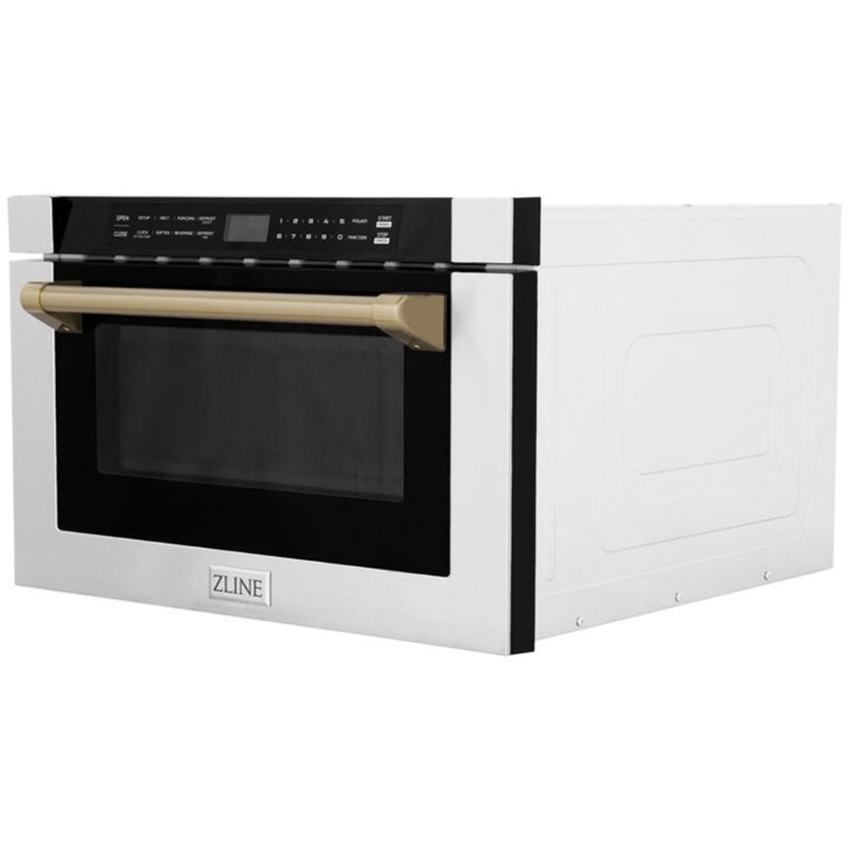 Zline Autograph Edition MWDZ1HCB 24" Built-In Microwave Drawer 1.2 cu. ft. Stainless Steel with Champagne
