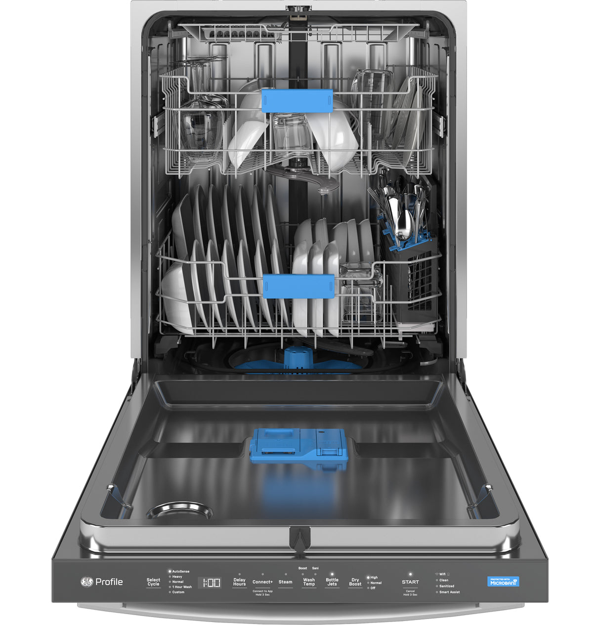 GE Profile(TM) ENERGY STAR(R) Fingerprint Resistant Top Control Stainless Interior Dishwasher with Microban(TM) Antimicrobial Protection with Sanitize Cycle - (PDT715SYVFS)