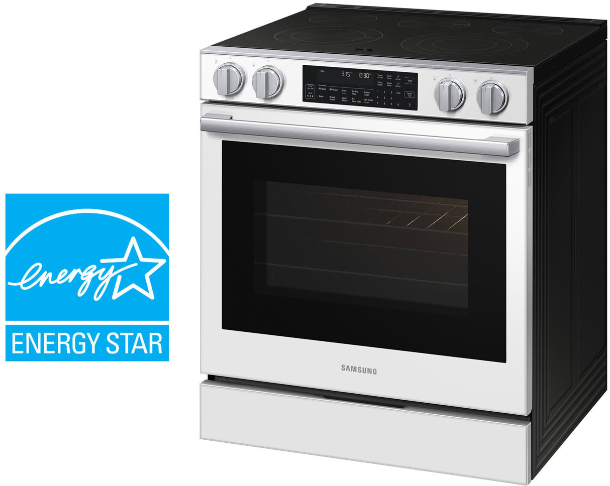 Samsung NSE90H63SW White Glass Slide-In Electric Range ENERGY STAR