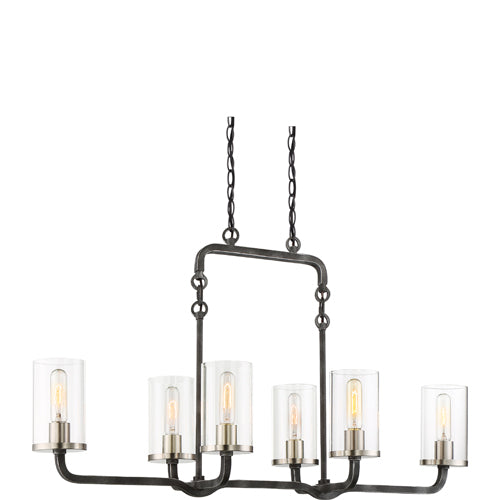 Nuvo Lighting 60-6124 Sherwood Linear Pendant - Iron Black / Brushed Nickel Accents