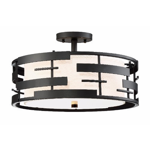 Nuvo Lighting 60-6436 Lansing Semi Flush Mount Ceiling Light - Textured Black