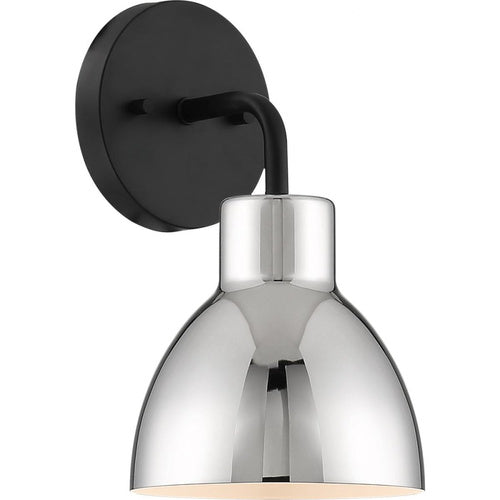 Nuvo Lighting 60-6771 Sloan 1 Bulb Wall Sconce - Matte Black / Polished Nickel
