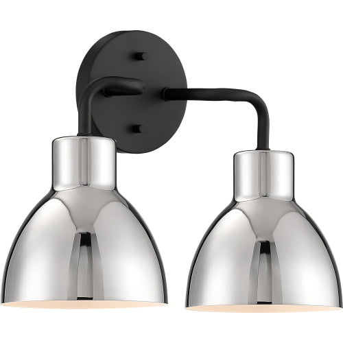 Nuvo Lighting 60-6772 Sloan 2 Bulb Bathroom Light - Matte Black / Polished Nickel