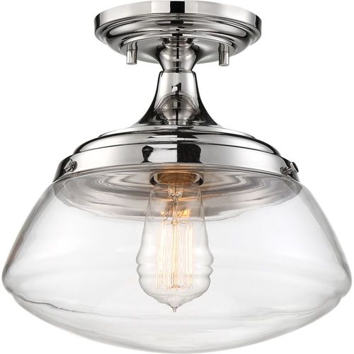 Nuvo Lighting 60-6798 Kew Semi Flush Mount Ceiling Light - Polished Nickel / Clear