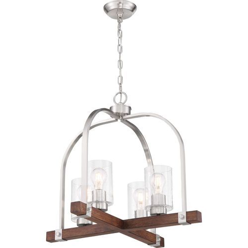 Nuvo Lighting 60-6966 Arabel Entrance / Foyer Pendant - Brushed Nickel / Nutmeg Wood