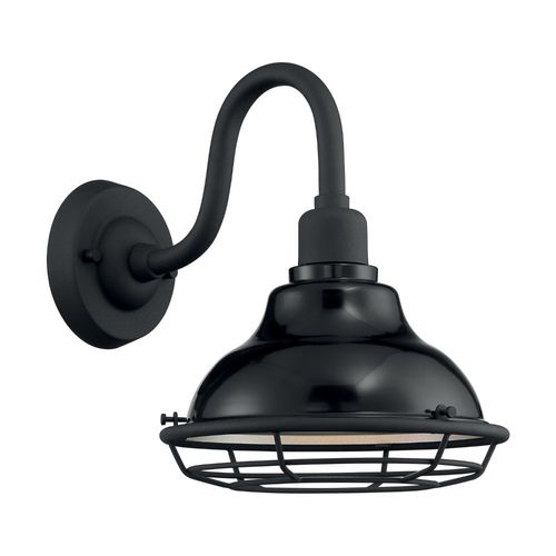 Nuvo Lighting 60-7001 Newbridge Outdoor Entrance Wall Light - Gloss Black / Silver