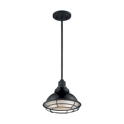 Nuvo Lighting 60-7003 Newbridge Mini Pendant - Gloss Black / Silver