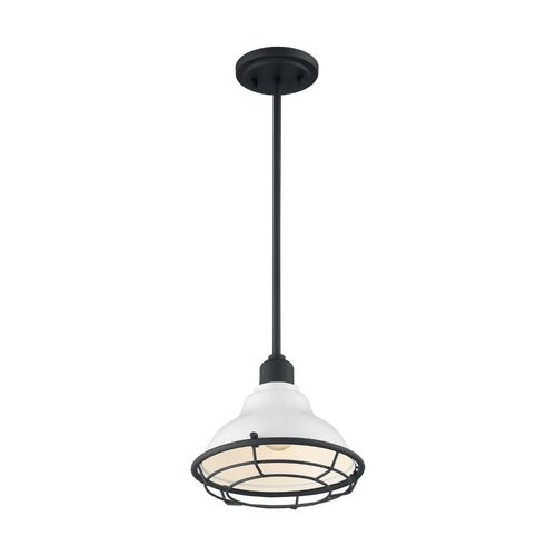 Nuvo Lighting 60-7023 Newbridge Mini Pendant - Gloss White / Black Accents