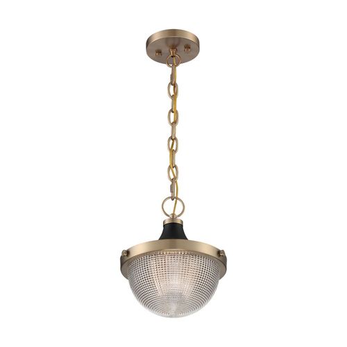 Nuvo Lighting 60-7059 Faro Down Light Pendant - Burnished Brass / Black Accents